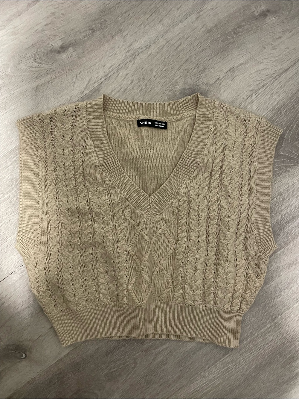 38 SHEIN Cream Cable Knit V-Neck Sweater Vest